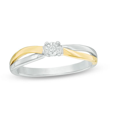 0.04 CT. Diamond Solitaire Bypass Promise Ring in Sterling Silver and 10K Gold