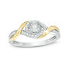 0.145 CT. T.W. Diamond Swirl Frame Bypass Promise Ring in Sterling Silver and 10K Gold