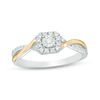 Thumbnail Image 0 of 0.18 CT. T.W. Diamond Cushion Frame Promise Ring in Sterling Silver and 10K Gold