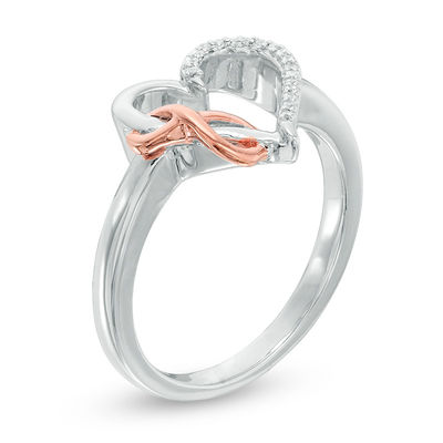 0.04 CT. T.W. Diamond Infinity Heart Ring in Sterling Silver and 10K Rose Gold