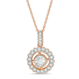 0.49 CT. T.W. Diamond Frame Vintage-Style Pendant in 10K Rose Gold - 17&quot;