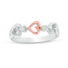 Thumbnail Image 0 of 0.085 CT. T.W. Diamond Triple Heart Ring in Sterling Silver and 10K Rose Gold