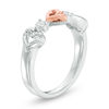 Thumbnail Image 1 of 0.085 CT. T.W. Diamond Triple Heart Ring in Sterling Silver and 10K Rose Gold