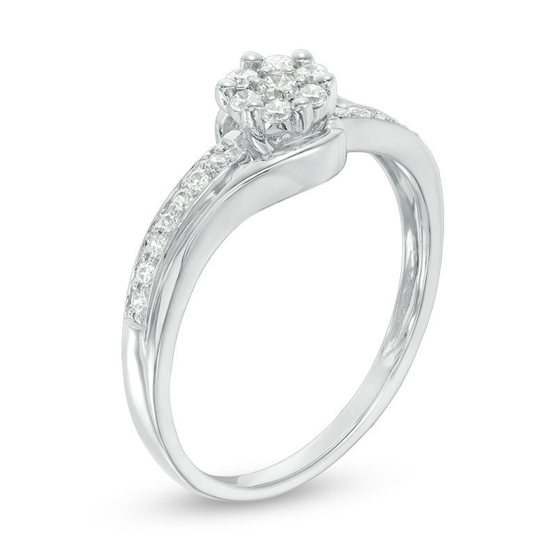 0.18 CT. T.W. Composite Diamond Bypass Promise Ring in 10K White Gold