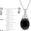 Oval Black Sapphire, Half-Moon Lab-Created White Sapphire and Diamond Accent Pendant in Sterling Silver