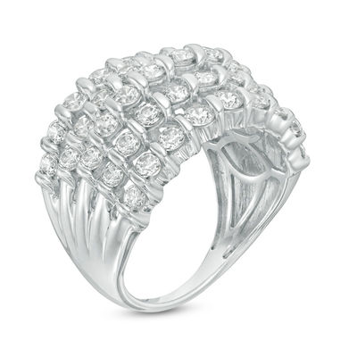 2.00 CT. T.W. Diamond Spiral Multi-Row Anniversary Ring in 10K White Gold