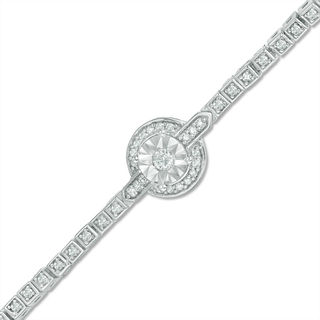 0.47 CT. T.W. Diamond Frame Art Deco Tennis Bracelet in Sterling Silver