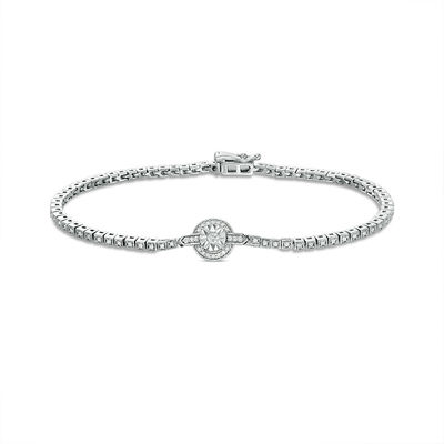 0.47 CT. T.W. Diamond Frame Art Deco Tennis Bracelet in Sterling Silver