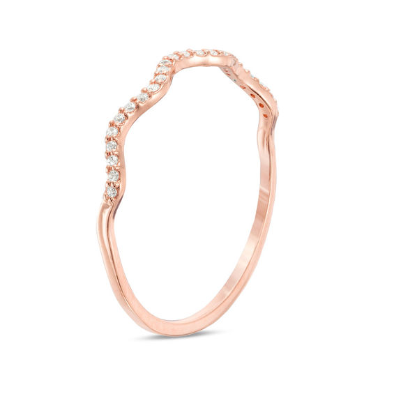 0.065 CT. T.W. Diamond Wave Band in 10K Rose Gold