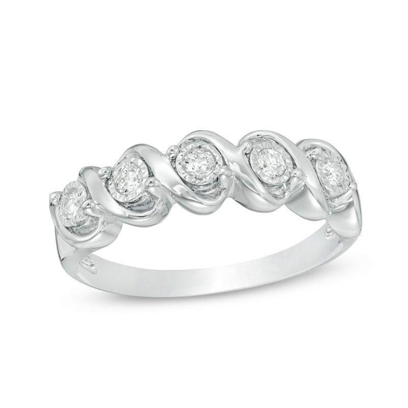0.15 CT. T.W. Diamond "S" Anniversary Band in 10K White Gold|Peoples Jewellers