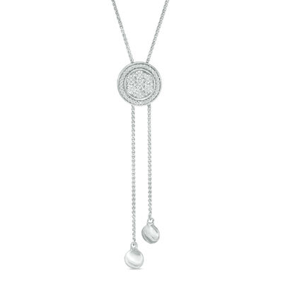 0.16 CT. T.W. Composite Diamond Frame Lariat-Style Bolo Necklace in Sterling Silver - 26"