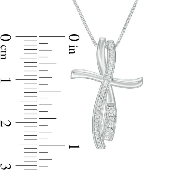 Convertibilities 0.10 CT. T.W. Diamond Curve Cross Three-in-One Pendant in Sterling Silver