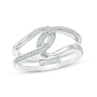 Convertibilities 0.10 CT. T.W. Diamond Interlocking Loops Three-in-One Ring in Sterling Silver