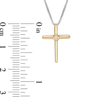 Convertibilities 0.14 CT. T.W. Diamond Cross Three-in-One Pendant in Sterling Silver and 10K Gold