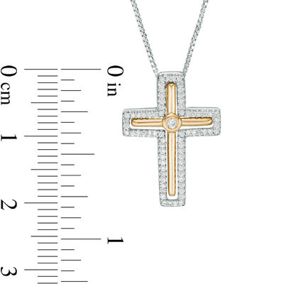 Convertibilities 0.14 CT. T.W. Diamond Cross Three-in-One Pendant in Sterling Silver and 10K Gold