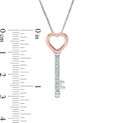 Convertibilities 0.05 CT. T.W. Diamond Heart-Top Key and Lock Three-in-One Pendant in Sterling Silver and 10K Rose Gold