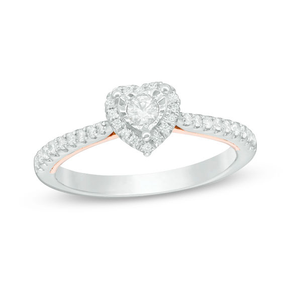 0.33 CT. T.W. Diamond Heart Frame Engagement Ring in 10K Two-Tone Gold