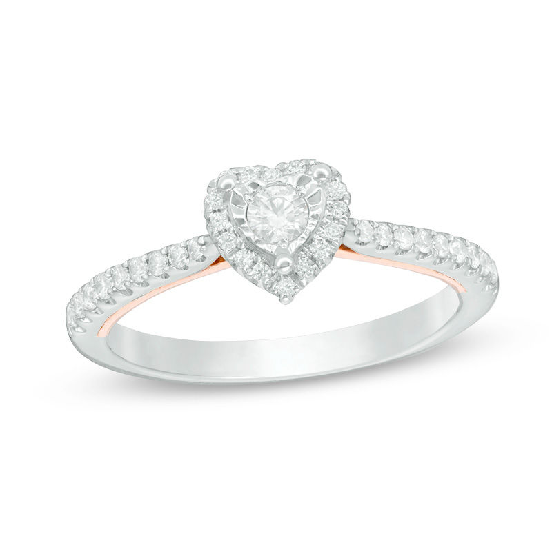 0.33 CT. T.W. Diamond Heart Frame Engagement Ring in 10K Two-Tone Gold|Peoples Jewellers