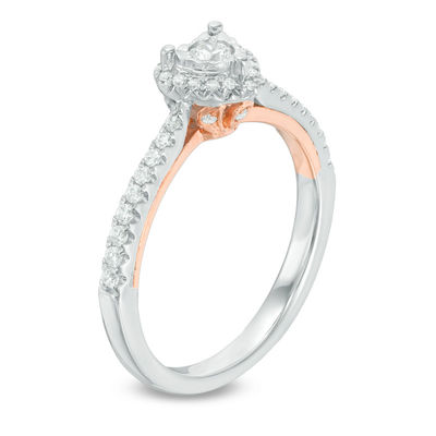 0.33 CT. T.W. Diamond Heart Frame Engagement Ring in 10K Two-Tone Gold