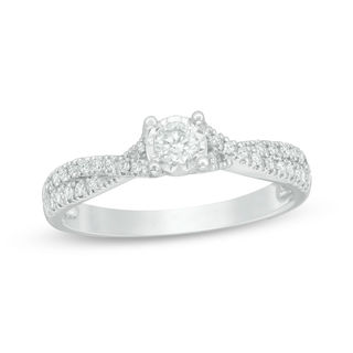 0.33 CT. T.W. Diamond Frame Twist Engagement Ring in 10K White Gold