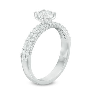 0.60 CT. T.W. Diamond Double Row Engagement Ring in 14K White Gold