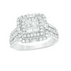 1.25 CT. T.W. Quad Princess-Cut Diamond Double Frame Vintage-Style Engagement Ring in 14K White Gold