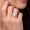 1.25 CT. T.W. Quad Princess-Cut Diamond Double Frame Vintage-Style Engagement Ring in 14K White Gold