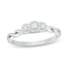 Thumbnail Image 0 of 0.18 CT. T.W. Diamond Past Present Future® Frame Twist Engagement Ring in 10K White Gold