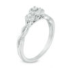 Thumbnail Image 1 of 0.18 CT. T.W. Diamond Past Present Future® Frame Twist Engagement Ring in 10K White Gold