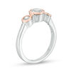 Thumbnail Image 1 of Lab-Created White Sapphire Three Stone Ring in Sterling Silver and 10K Rose Gold