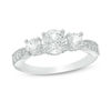 Thumbnail Image 0 of Lab-Created White Sapphire Three Stone Engagement Ring in 10K White Gold
