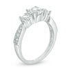 Thumbnail Image 1 of Lab-Created White Sapphire Three Stone Engagement Ring in 10K White Gold