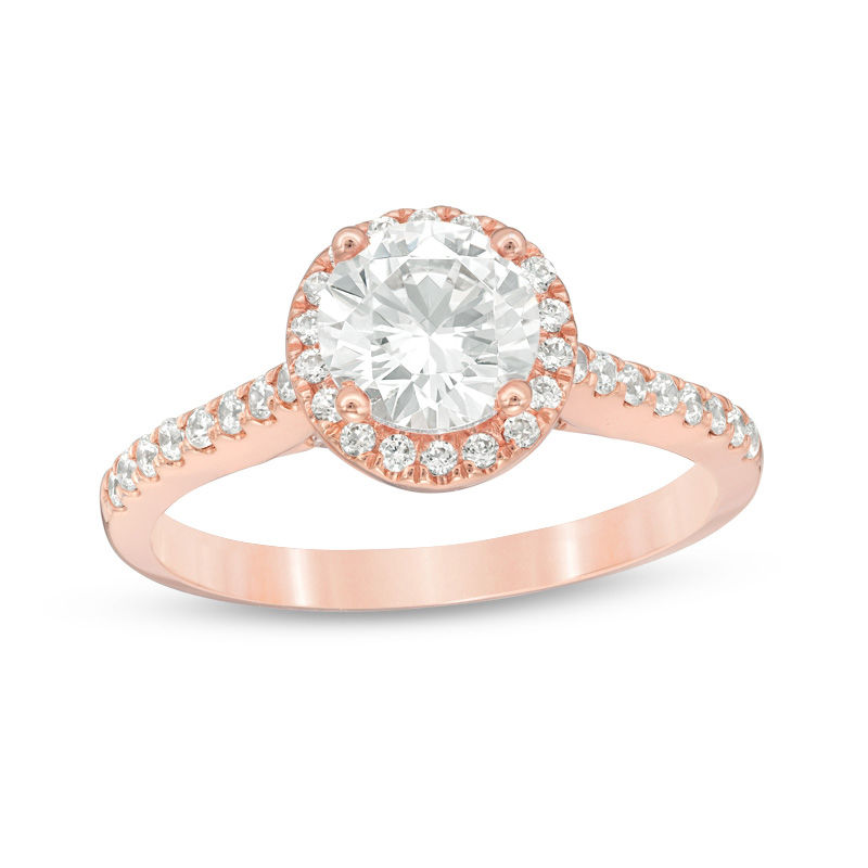 Celebration Canadian Ideal 1.30 CT. T.W. Certified Diamond Frame Engagement Ring in 14K Rose Gold (I/I1)