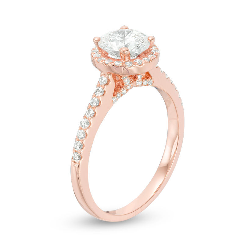 Celebration Canadian Ideal 1.30 CT. T.W. Certified Diamond Frame Engagement Ring in 14K Rose Gold (I/I1)
