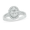 1.00 CT. T.W. Composite Diamond Oval Frame Engagement Ring in 14K White Gold