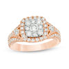 Thumbnail Image 0 of 1.25 CT. T.W. Composite Diamond Cushion Frame Engagement Ring in 14K Two-Tone Gold