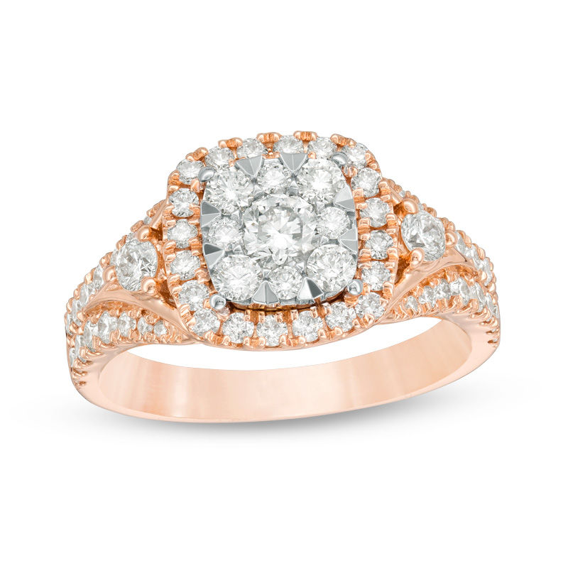 1.25 CT. T.W. Composite Diamond Cushion Frame Engagement Ring in 14K Two-Tone Gold|Peoples Jewellers
