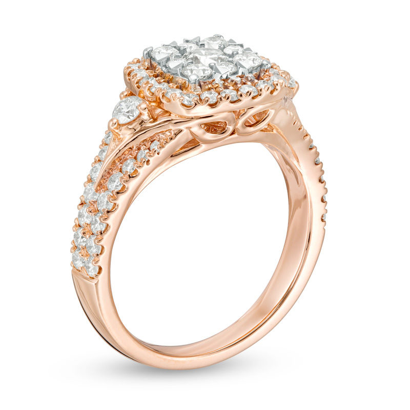 1.25 CT. T.W. Composite Diamond Cushion Frame Engagement Ring in 14K Two-Tone Gold