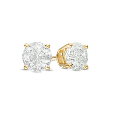 CT. T.W. Certified Diamond Solitaire Stud Earrings in 14K Gold (J/I3