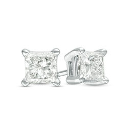 0.50 CT. T.W. Certified Princess-Cut Diamond Solitaire Stud Earrings in 14K White Gold (J/I3)