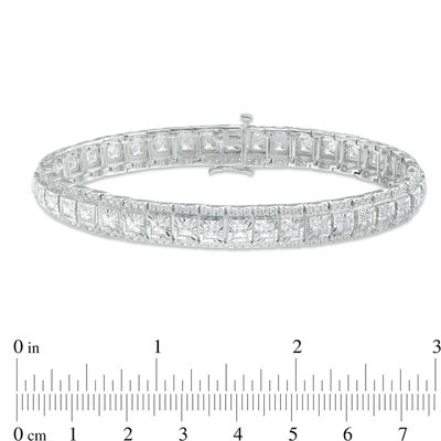 10.00 T.W. Princess-Cut and Round Diamond Bracelet in 14K White Gold - 7.5"