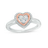 0.04 CT. T.W. Diamond Heart Frame Promise Ring in Sterling Silver and 10K Rose Gold