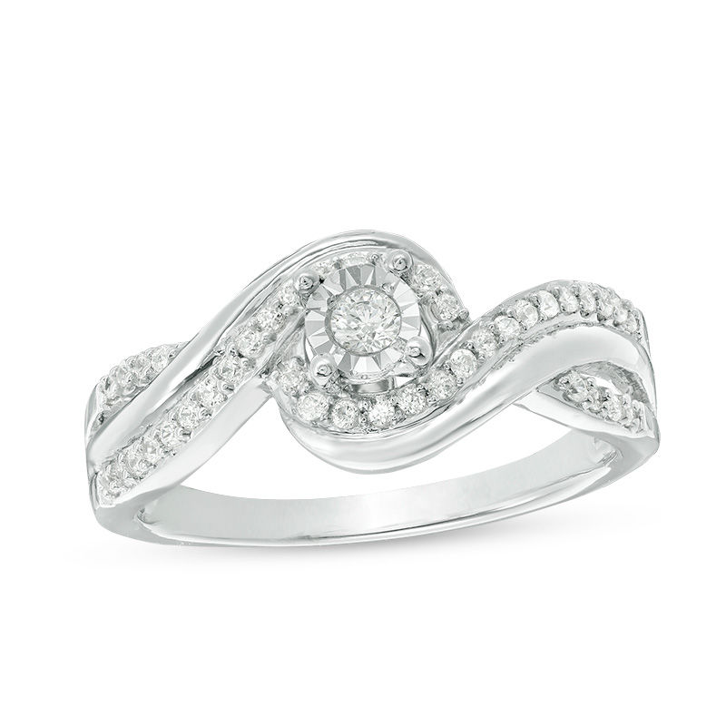 0.23 CT. T.W. Diamond Swirl Bypass Promise Ring in Sterling Silver|Peoples Jewellers