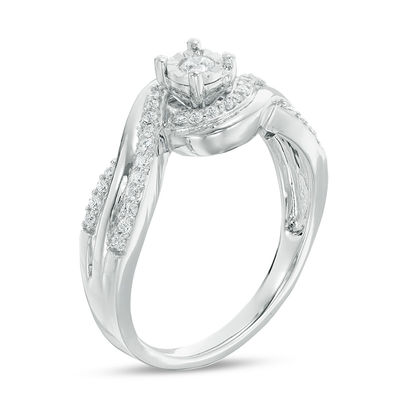 0.23 CT. T.W. Diamond Swirl Bypass Promise Ring in Sterling Silver