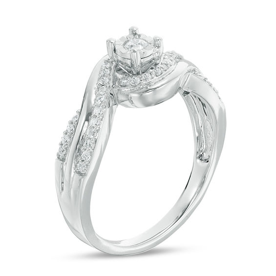 0.23 CT. T.W. Diamond Swirl Bypass Promise Ring in Sterling Silver