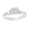 0.18 CT. T.W. Composite Diamond Square Collar Promise Ring in Sterling Silver and 10K Rose Gold