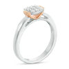 Thumbnail Image 1 of 0.18 CT. T.W. Composite Diamond Square Collar Promise Ring in Sterling Silver and 10K Rose Gold