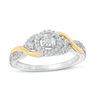 Thumbnail Image 0 of 0.116 CT. T.W. Diamond Frame Twist Promise Ring in Sterling Silver and 10K Gold