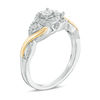 Thumbnail Image 1 of 0.116 CT. T.W. Diamond Frame Twist Promise Ring in Sterling Silver and 10K Gold