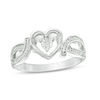 Thumbnail Image 0 of 0.04 CT. T.W. Diamond Heart Bypass Promise Ring in Sterling Silver